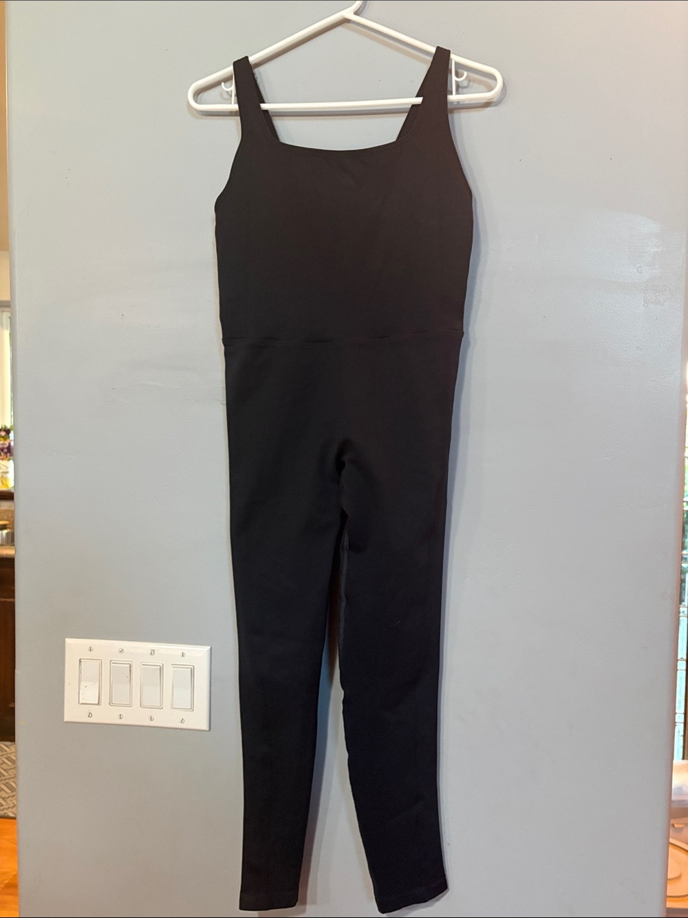 Black Athletic Performance Jumpsuit Unitard Adjustable Straps